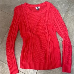 Bright Pink Cable Knit Sweater
